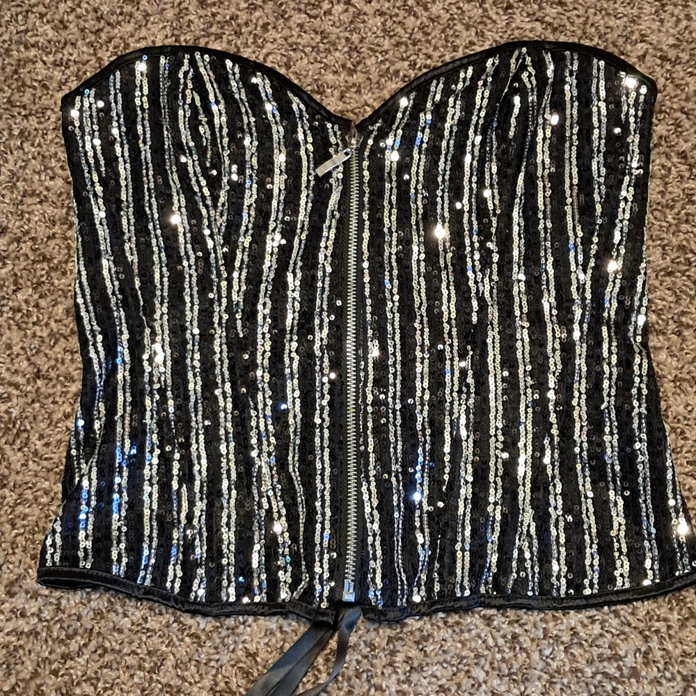 Sequin Strapless Corset Top